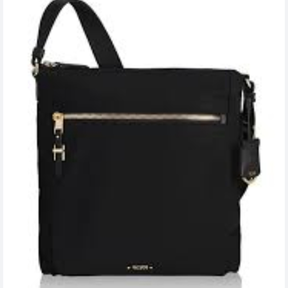 Tumi Voyageur Canton Nylon Crossbody Bag In Black / Gold - Picture 2 of 14